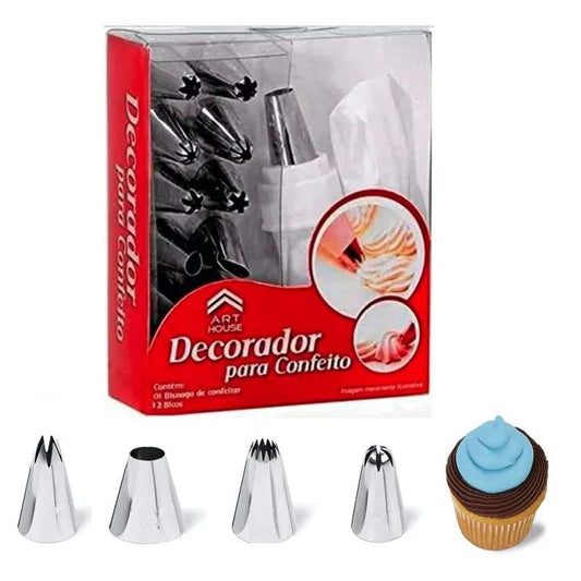 15-Piece Cake Decorating Set – Piping Bag & Steel Nozzles
