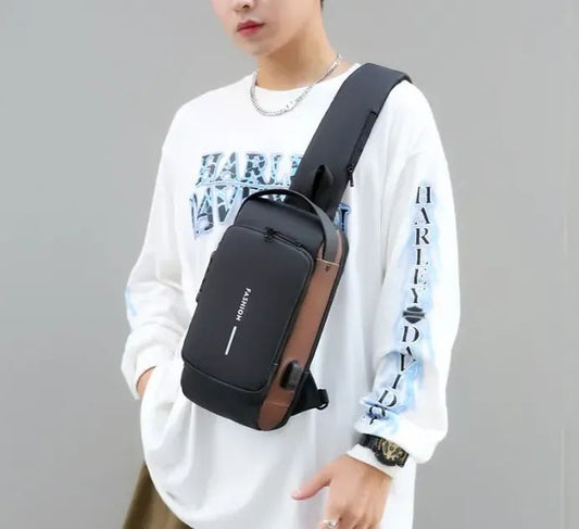 Chest Bag Crossbody Sling Pack – Anti-Theft, USB Charging, for Men