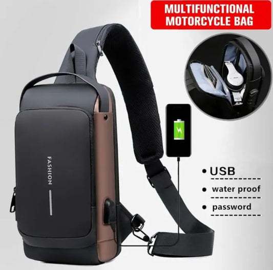 Chest Bag Crossbody Sling Pack – Anti-Theft, USB Charging, for Men