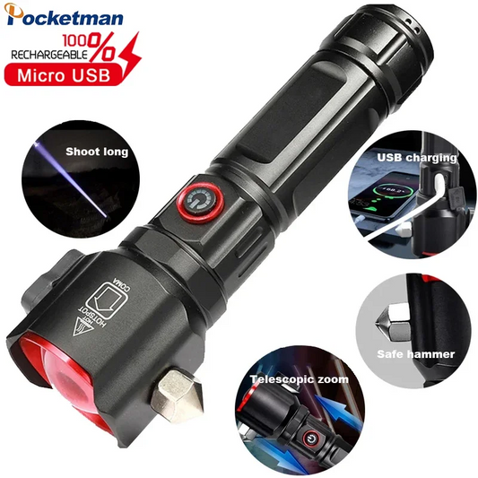 Powerful LED Flashlight – USB Rechargeable, Tactical & Waterproof