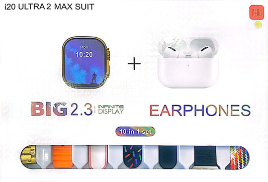 20 Ultra Max Smartwatch Bundle with AirPods Bonus & 10 Straps