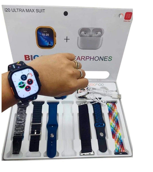 20 Ultra Max Smartwatch Bundle with AirPods Bonus & 10 Straps