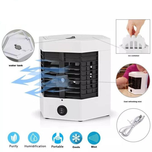 Mini Air Cooler Fan – USB Portable Desktop AC with Spray Cooling