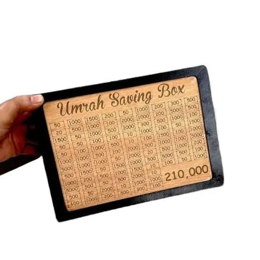 Umrah & Hajj 280-Day Wooden Savings Box – Islamic Daily Tracker