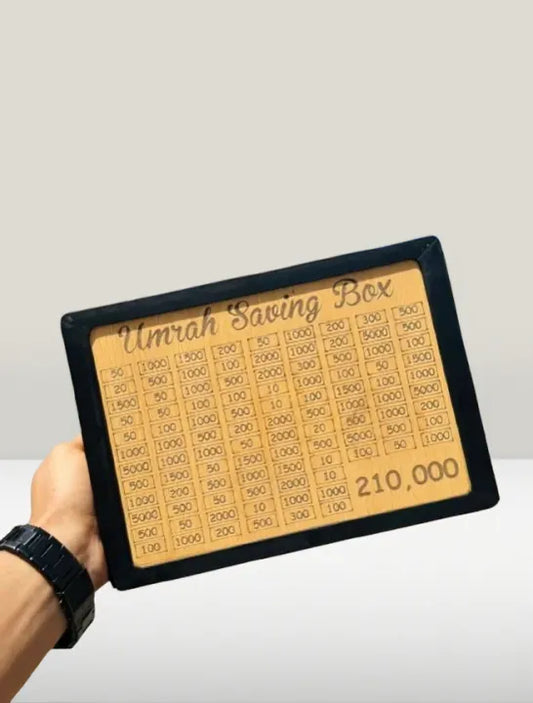Umrah & Hajj 280-Day Wooden Savings Box – Islamic Daily Tracker