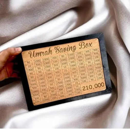 Umrah & Hajj 280-Day Wooden Savings Box – Islamic Daily Tracker