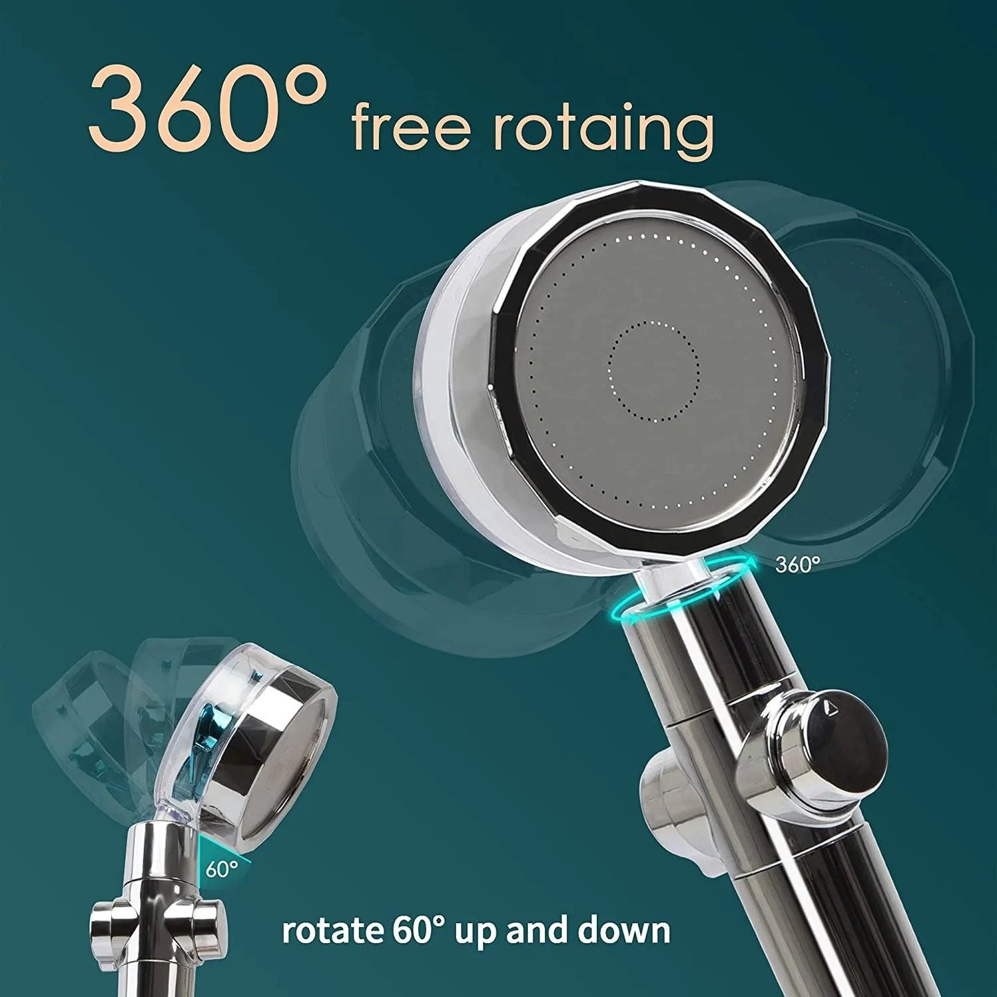 360° Turbo Shower Head – High Pressure & Water Saving Sprayer
